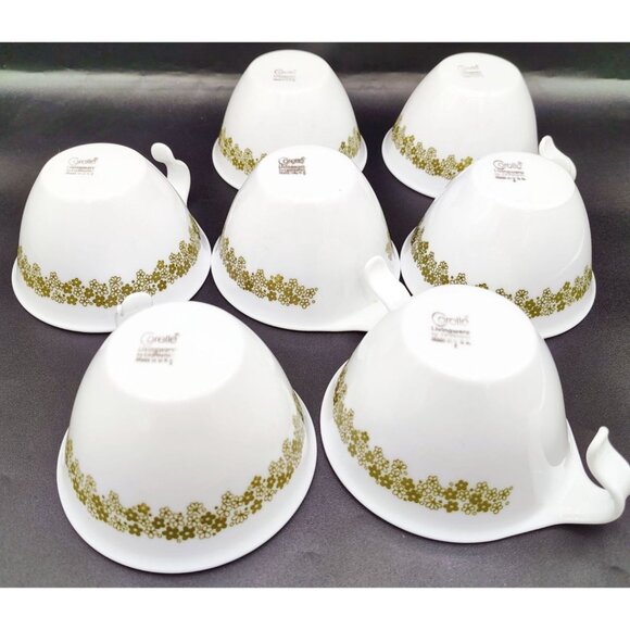 Coffee Cups Spring Blossom Green Crazy Daisy Corning Ware Vintage Lot of 7 - Picture 7 of 13